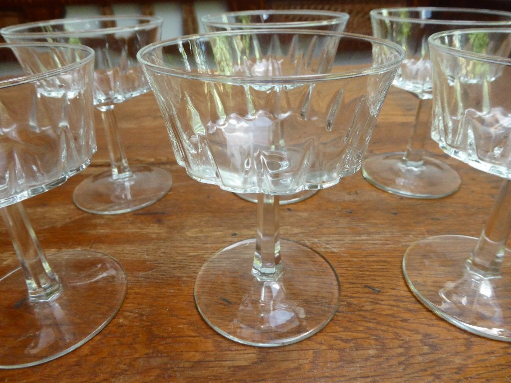 6 vintage kristallen champagnecoupes, Cristal d’arques (2), Antiek en Kunst, Antiek | Glas en Kristal, Ophalen of Verzenden