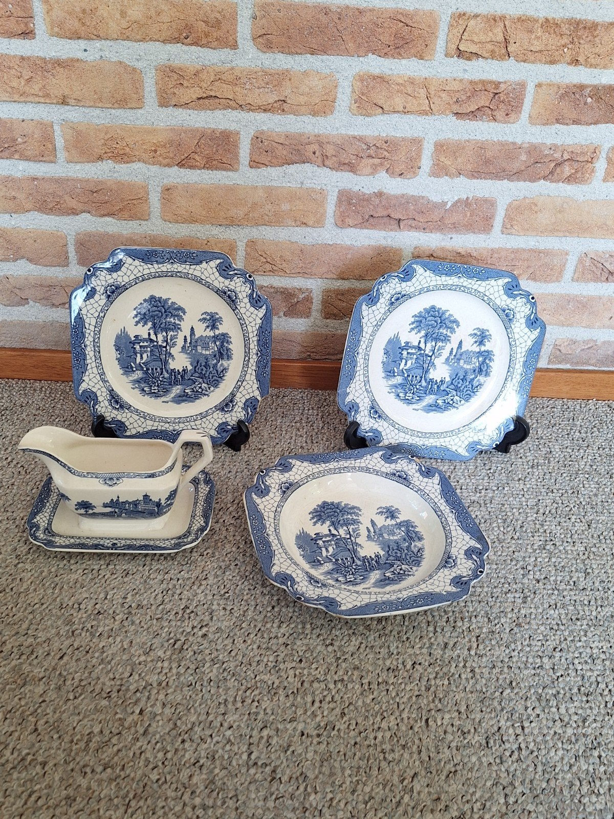 Blauw wit servies set, Huis en Inrichting, Keuken | Servies, Ophalen, Gebruikt, Overige stijlen, Bord(en)