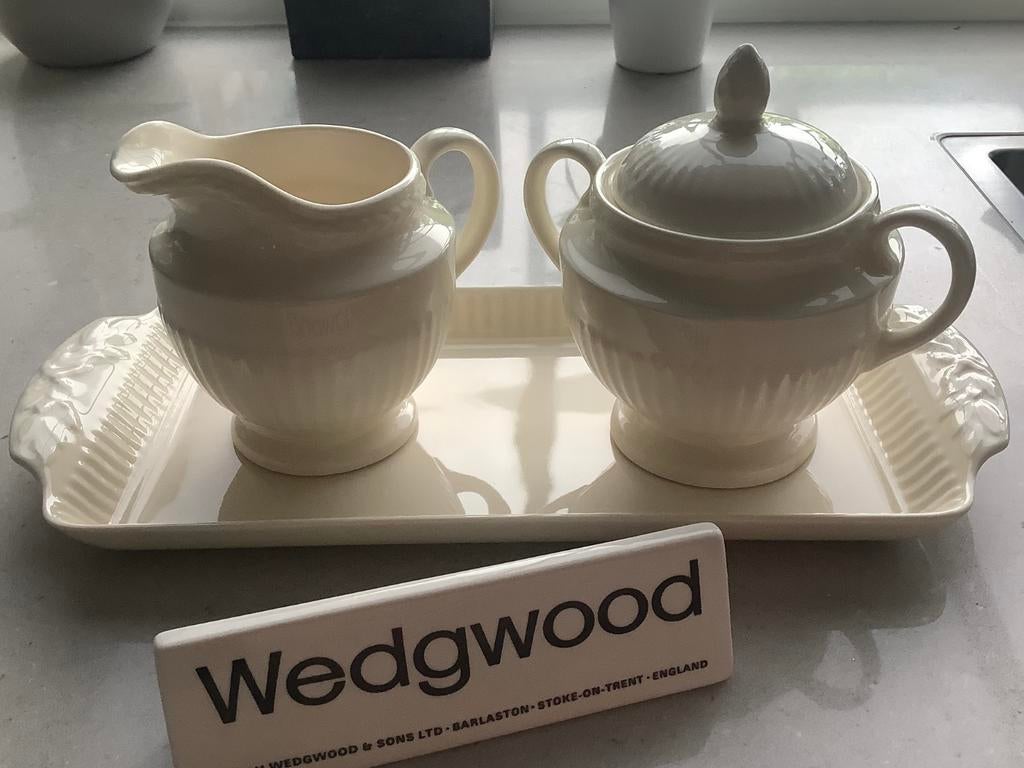 Zgan melk en suikerset WEDGWOOD EDME., Overige typen, Ophalen of Verzenden, Zo goed als nieuw, Wedgwood