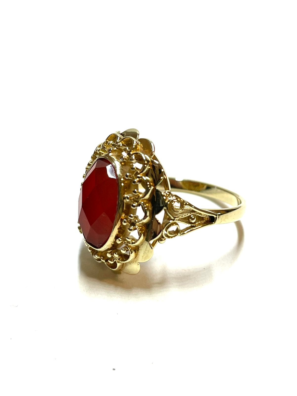 14k gouden ring met een carneool, -, -, Ophalen of Verzenden, Zo goed als nieuw