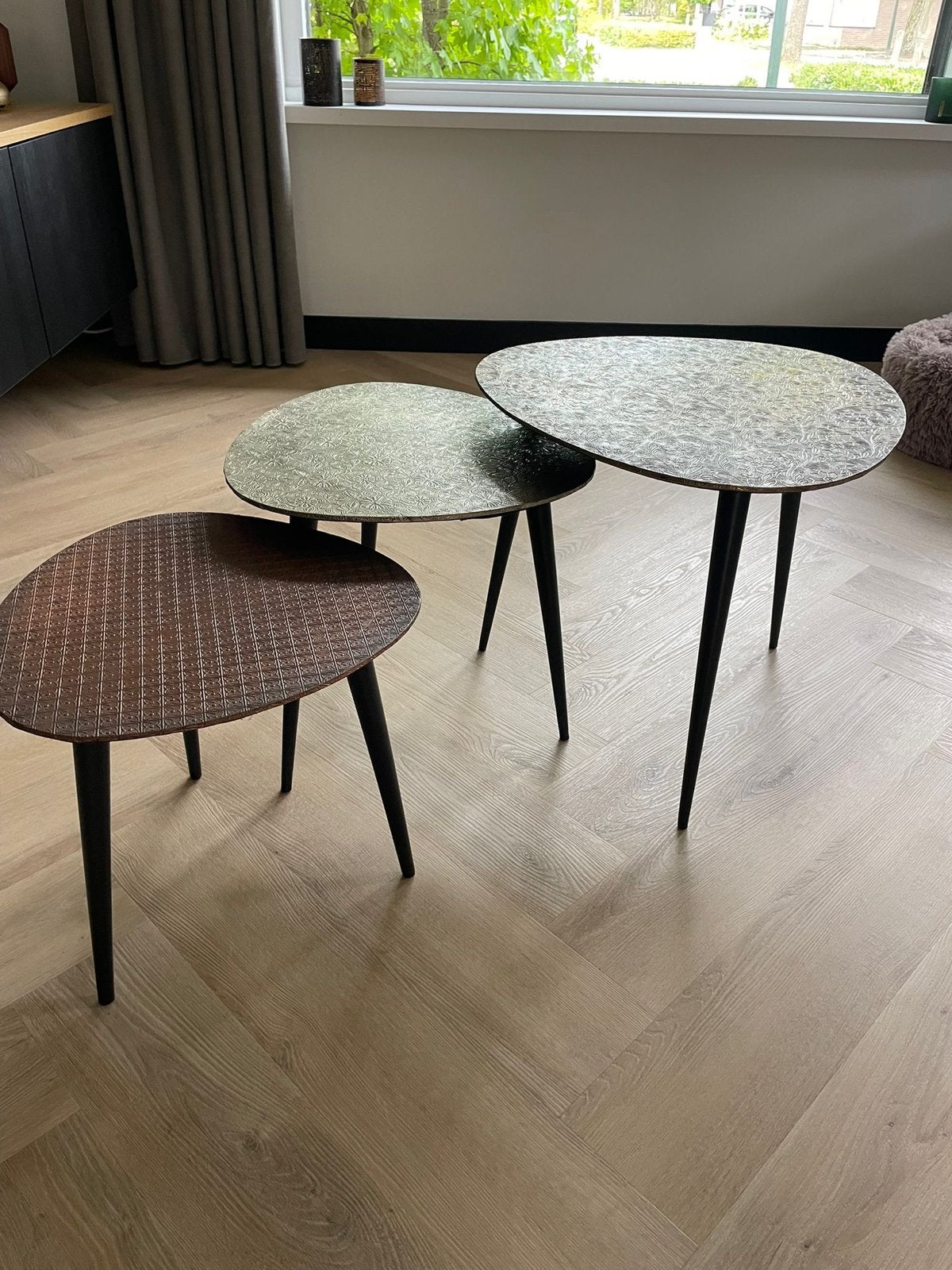 Set van salontafels / bijzettafels, Huis en Inrichting, Tafels | Salontafels, Ophalen, Minder dan 50 cm, Gebruikt, 50 tot 100 cm
