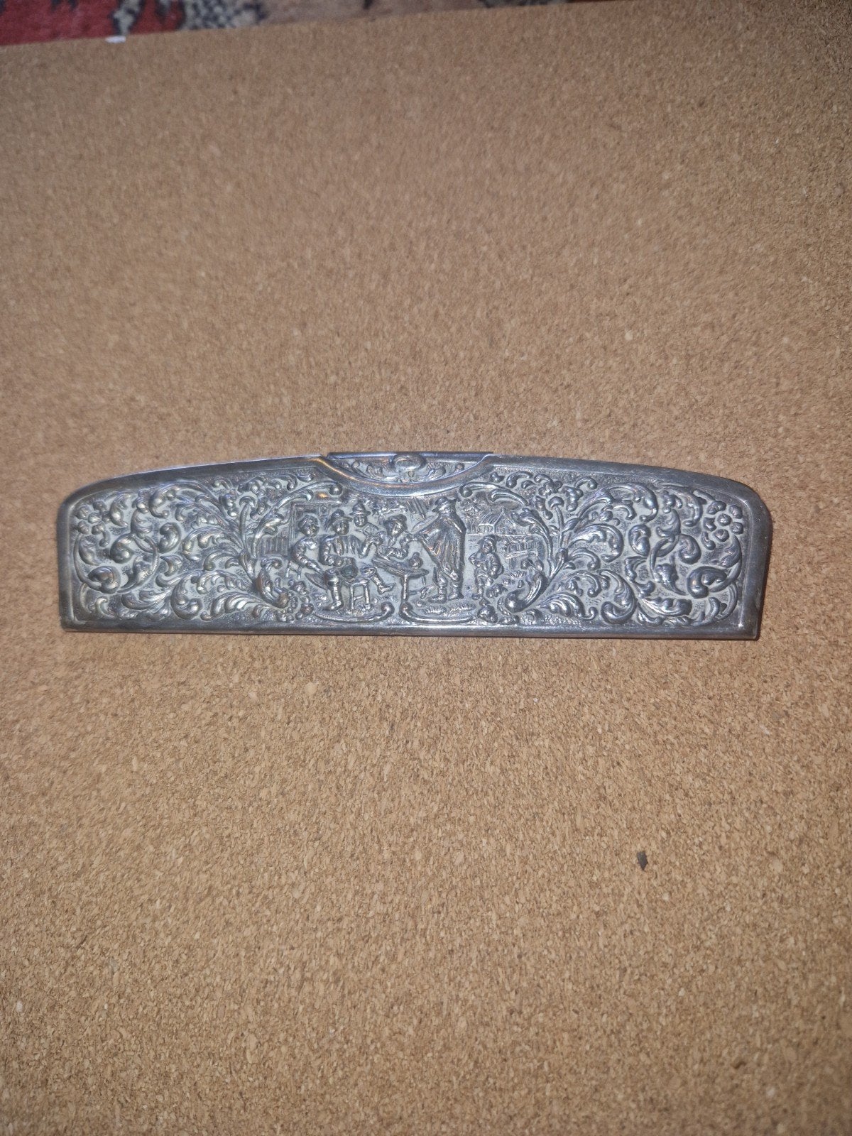 Antieke verzilveren kamhouder Repousse kam uit jaren 1930, Ophalen of Verzenden