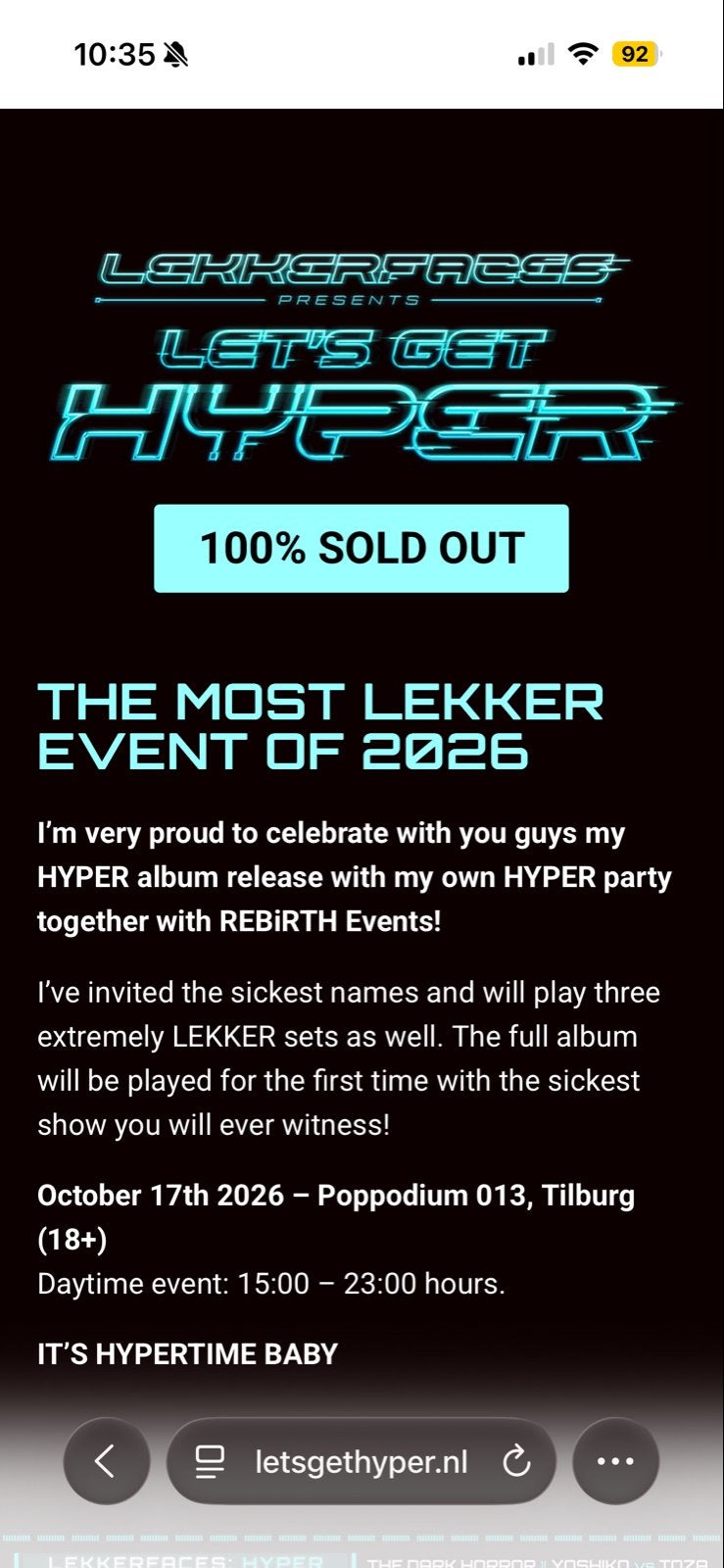 2 x ticket lekkerfaces lets get hyper 17/10, Tickets en Kaartjes, Concerten | House, Techno en Trance