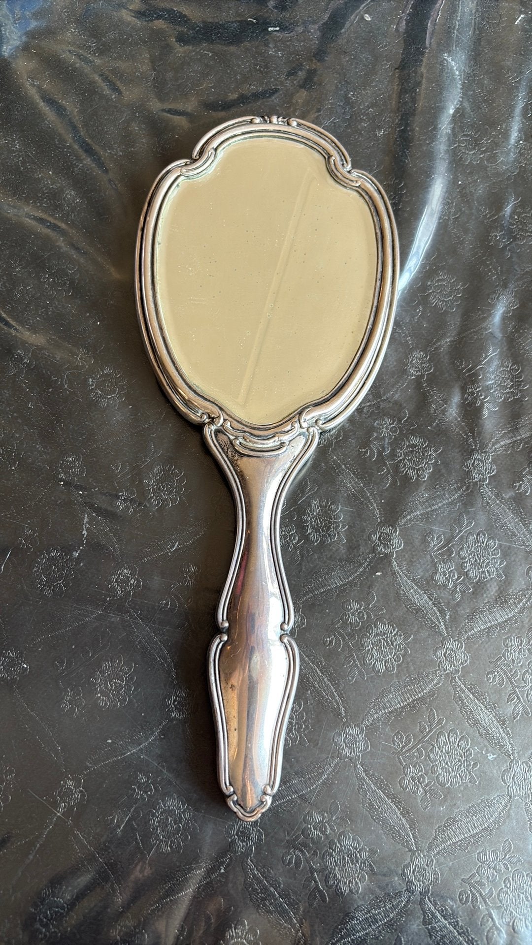 Antieke Gemerkte handspiegel, Ophalen of Verzenden, Rond, Minder dan 50 cm