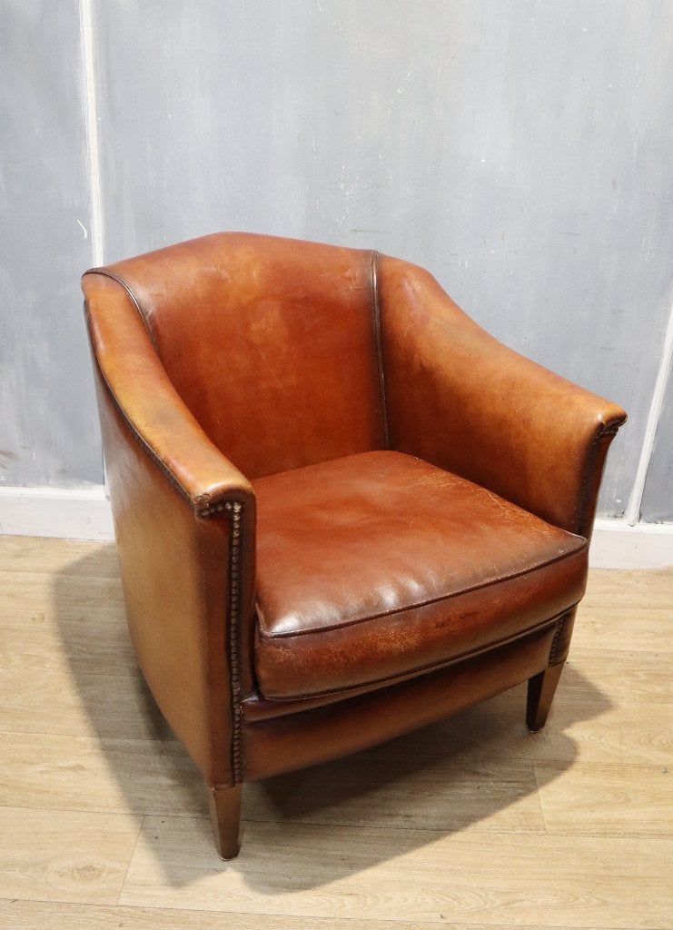 Lederen clubfauteuil, Ophalen of Verzenden
