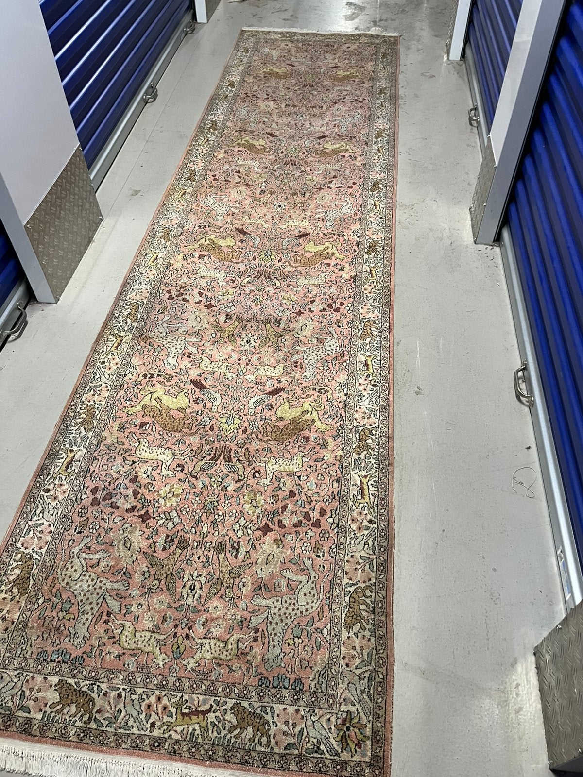 Handgemaakt tapijt kasjmier 360x92,, Ophalen, Gebruikt, Groen, 200 cm of meer