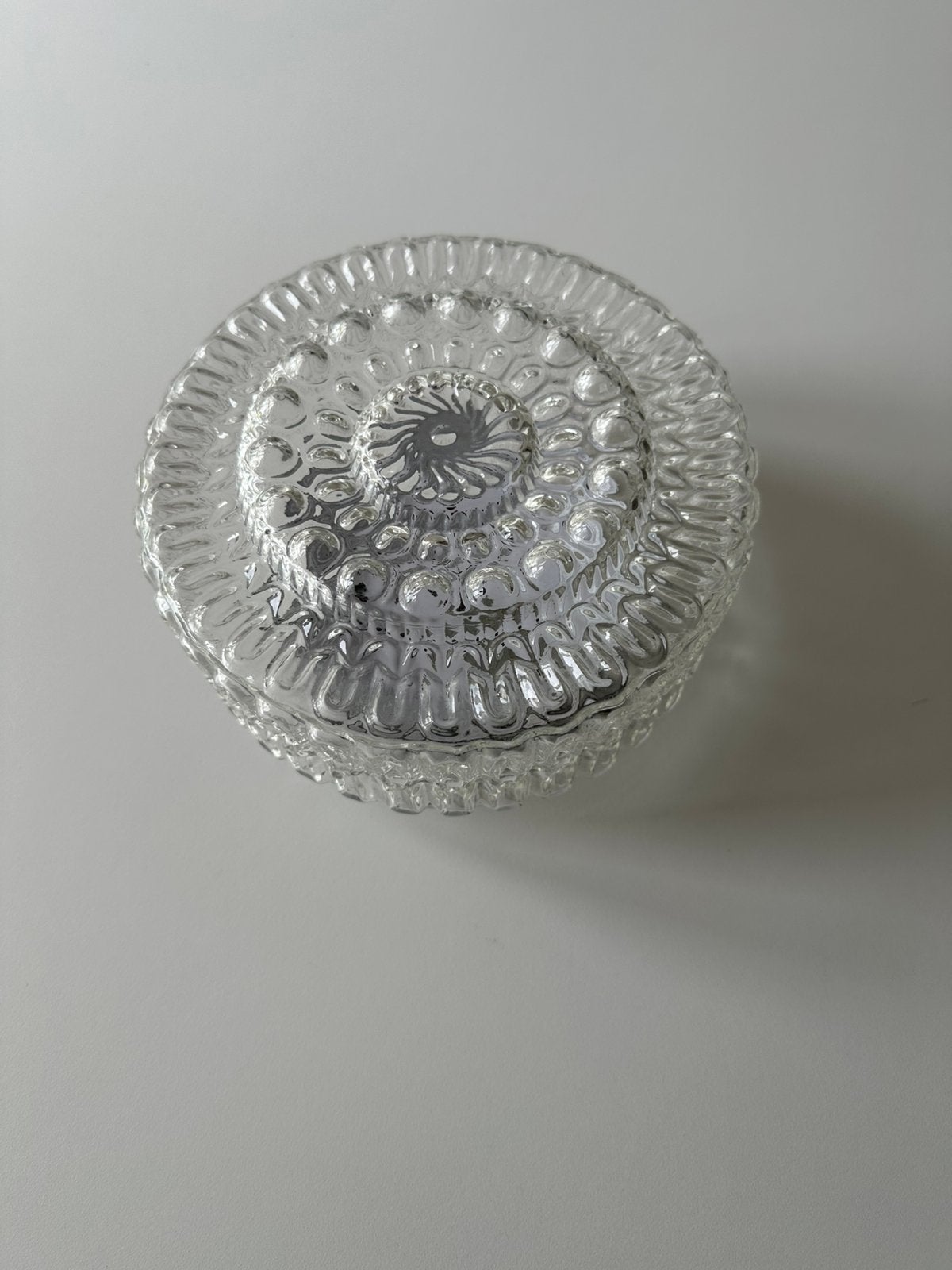 Vintage ronde plafondlamp / Klassieke lamp bubbels glas, Ophalen, Zo goed als nieuw, Glas