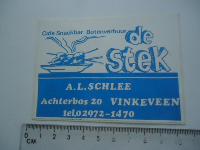 sticker oud Vinkeveen DE STEK Schlee cafe retro boten, Verzenden, Zo goed als nieuw, Bedrijf of Vereniging