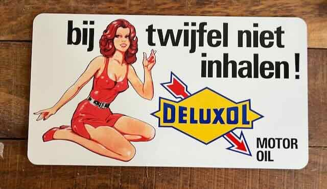 DELUXOL - Bij twijfel niet inhalen - replica bord, Verzamelen, Ophalen of Verzenden, Nieuw, Auto's