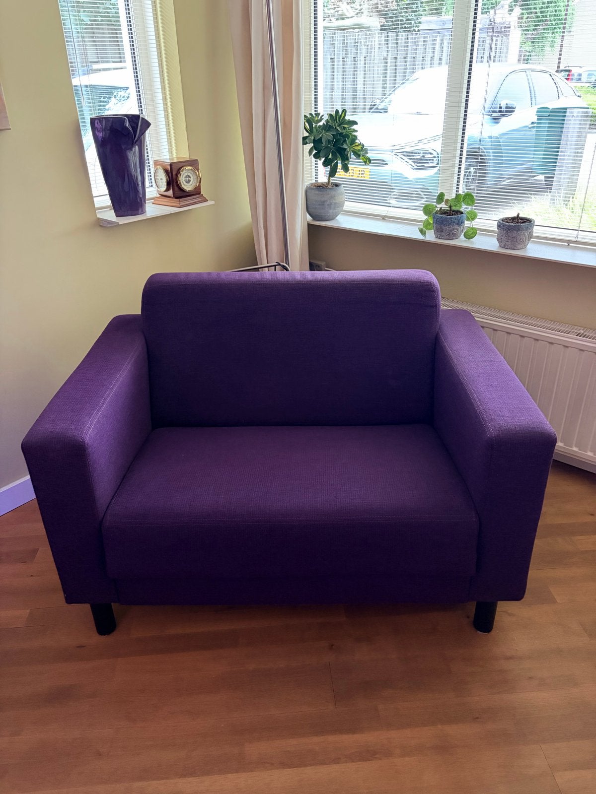 Love Seat kleur paars merk Montèl, Huis en Inrichting, Gebruikt, 75 tot 100 cm, Ophalen of Verzenden, Love seat kleur paars