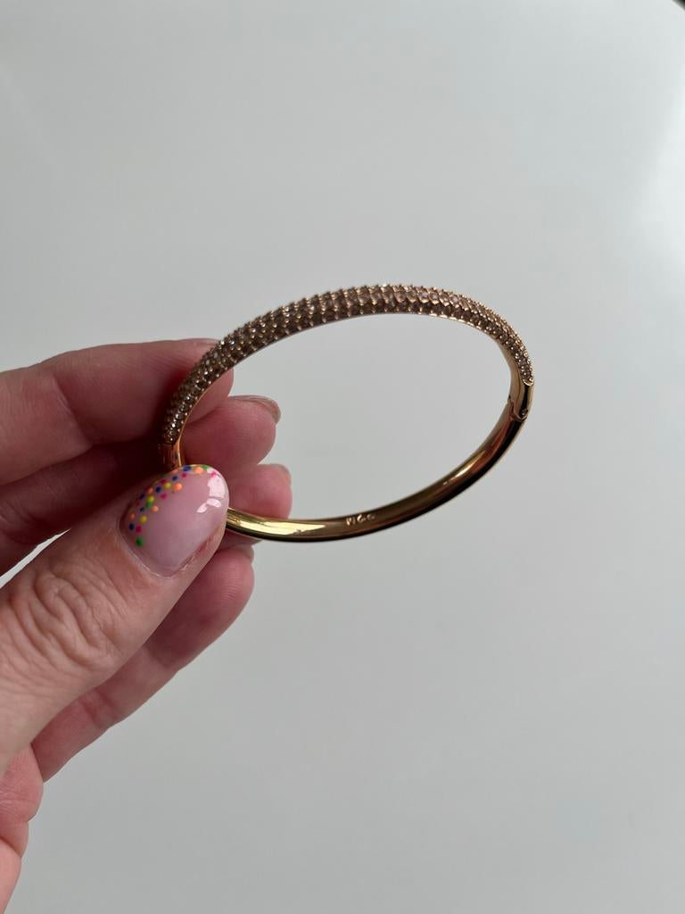 Swarovski rosegouden armband (maat M), Overige materialen, Ophalen of Verzenden, Zo goed als nieuw, Goud