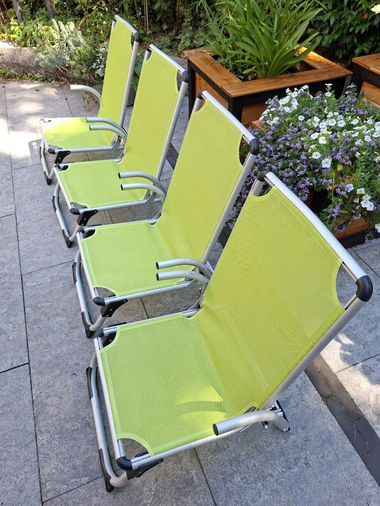 Set van 4 strandstoelen, Ophalen, Zo goed als nieuw, Aluminium, Inklapbaar
