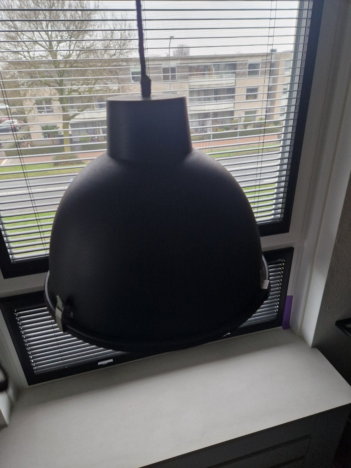 Zwarte industriële hanglamp diameter 40cm, Gebruikt, Industrieel design, Glas, E27 (groot)