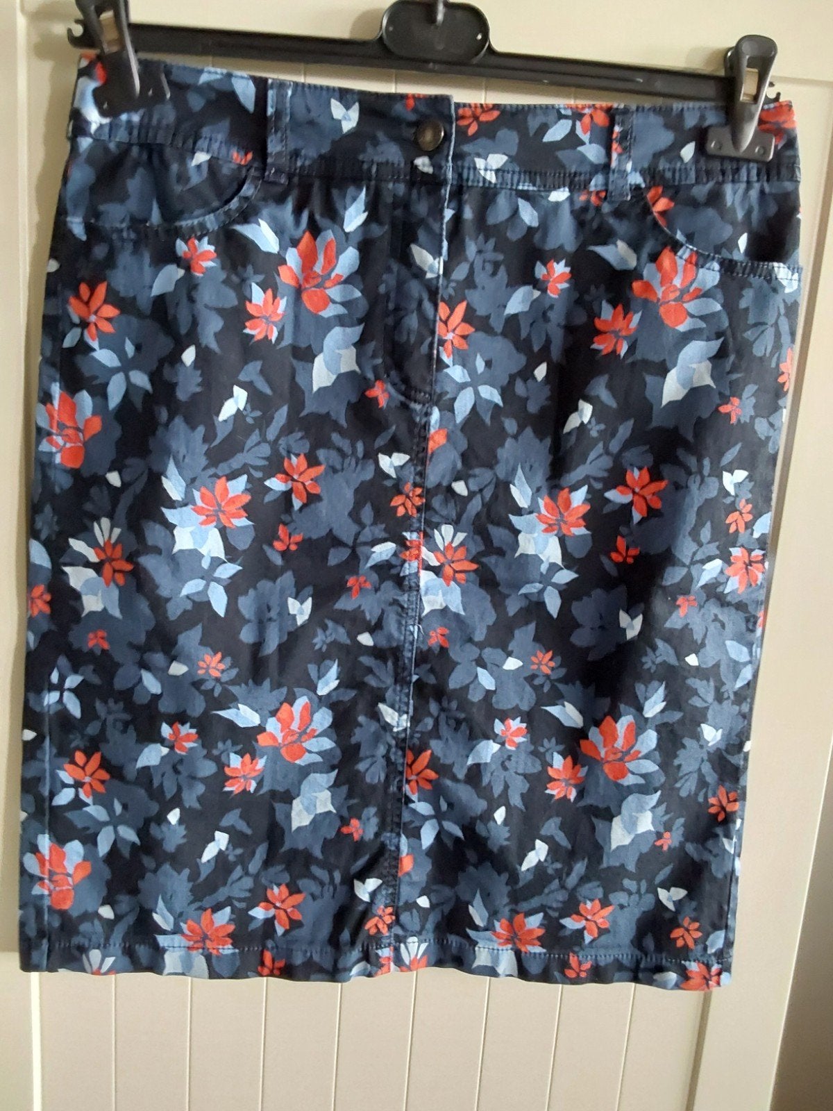 Gerry Weber Bloemenprint Rok - spijkerrok., Kleding | Dames, Rokken, Ophalen of Verzenden, Zo goed als nieuw, Blauw, Knielengte
