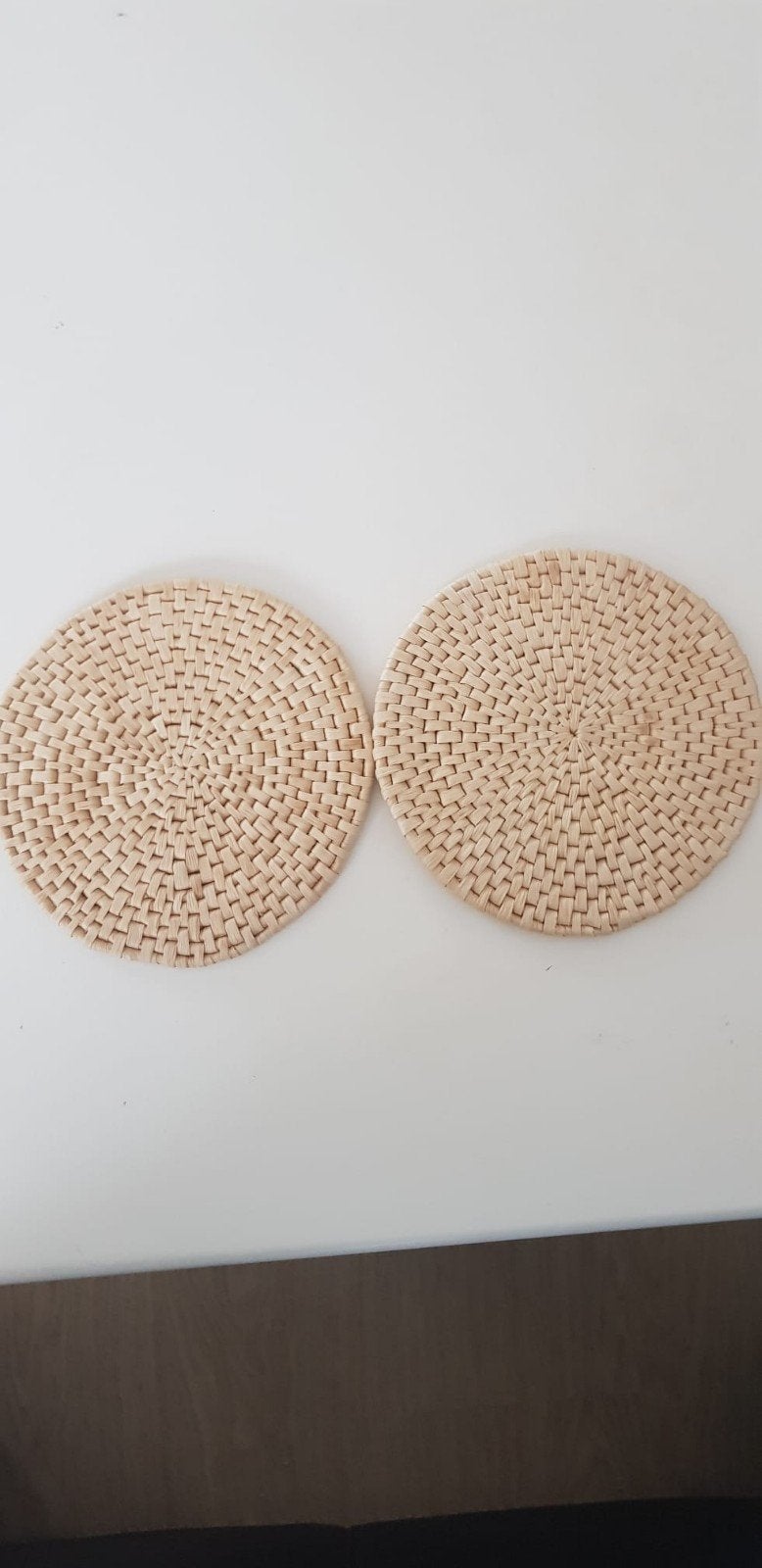 2 rieten onderzetters, Huis en Inrichting, Woonaccessoires | Onderzetters, Ophalen of Verzenden, Nieuw, Glas of Kopje