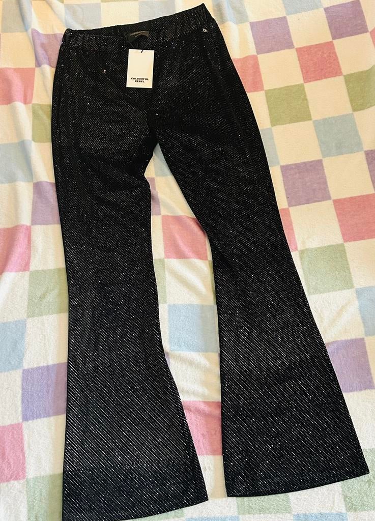 Colourful Rebel flared pants glitter, maat XL, Zwart, Maat 46/48 (XL) of groter, Nieuw, Ophalen of Verzenden