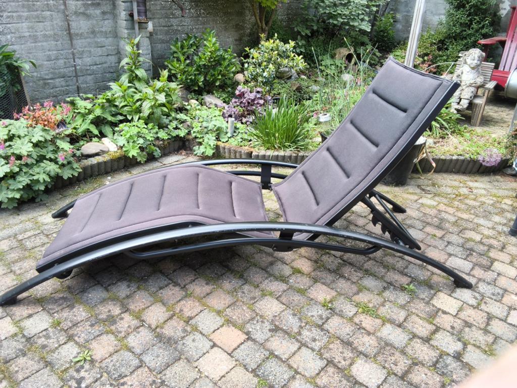 Ligbed met textileen liggedeelte, Tuin en Terras, Ophalen, Zo goed als nieuw, Aluminium