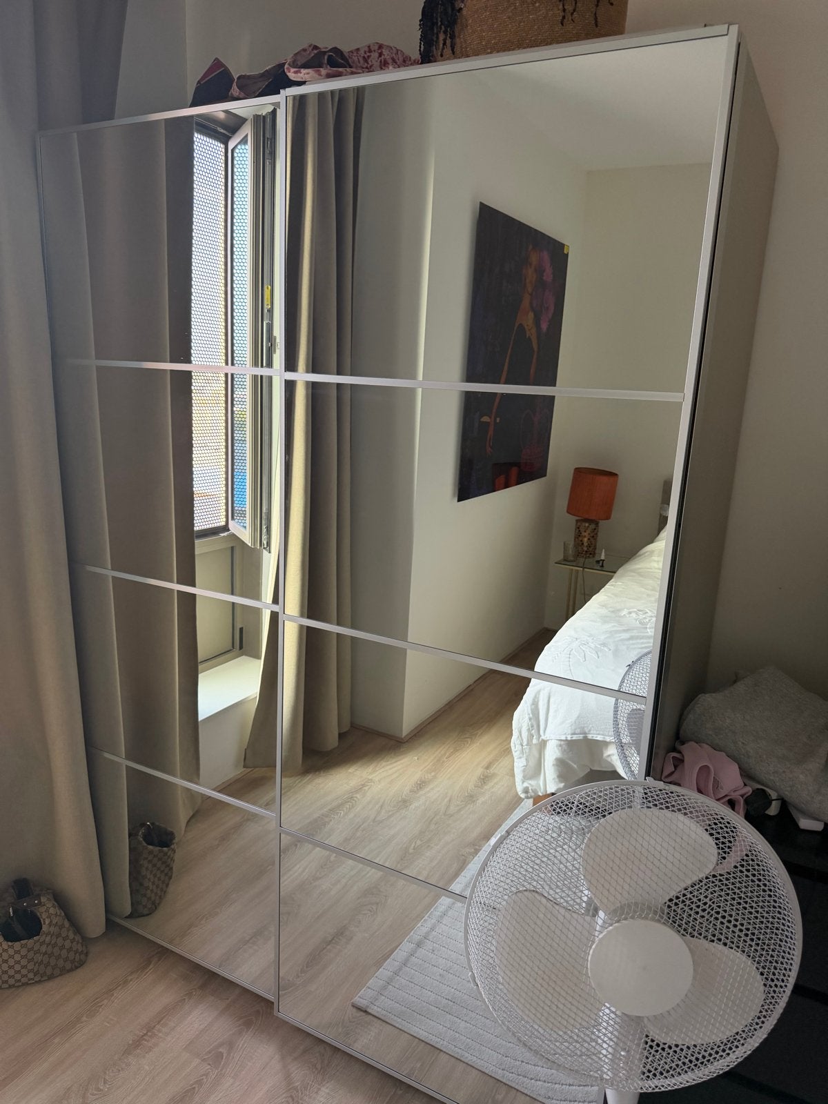 IKEA PAX kledingkast met spiegeldeuren, Huis en Inrichting, Overige materialen, Gebruikt, 100 tot 150 cm, 200 cm of meer