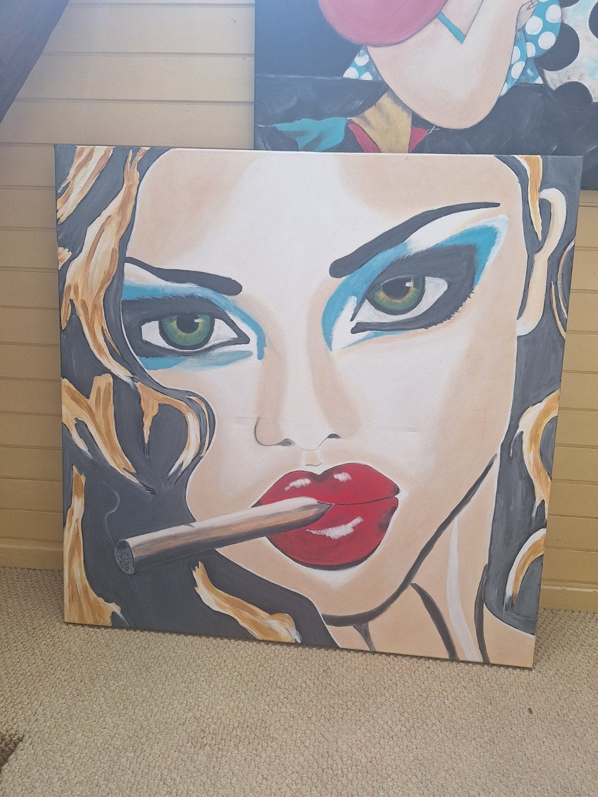 Groot schilderij vrouw op Talens 3D Doek, Ophalen, Nieuw, Schilderij, 75 cm of meer