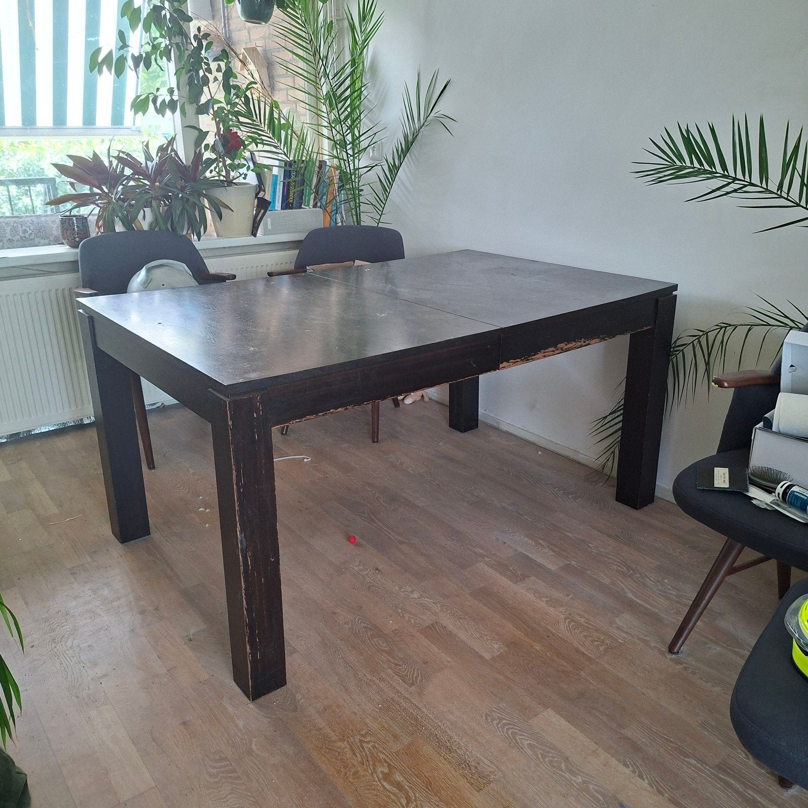 Uitschuifbare eettafel 95 x 147,5 cm, Ophalen, Gebruikt, 100 tot 150 cm, Eikenhout