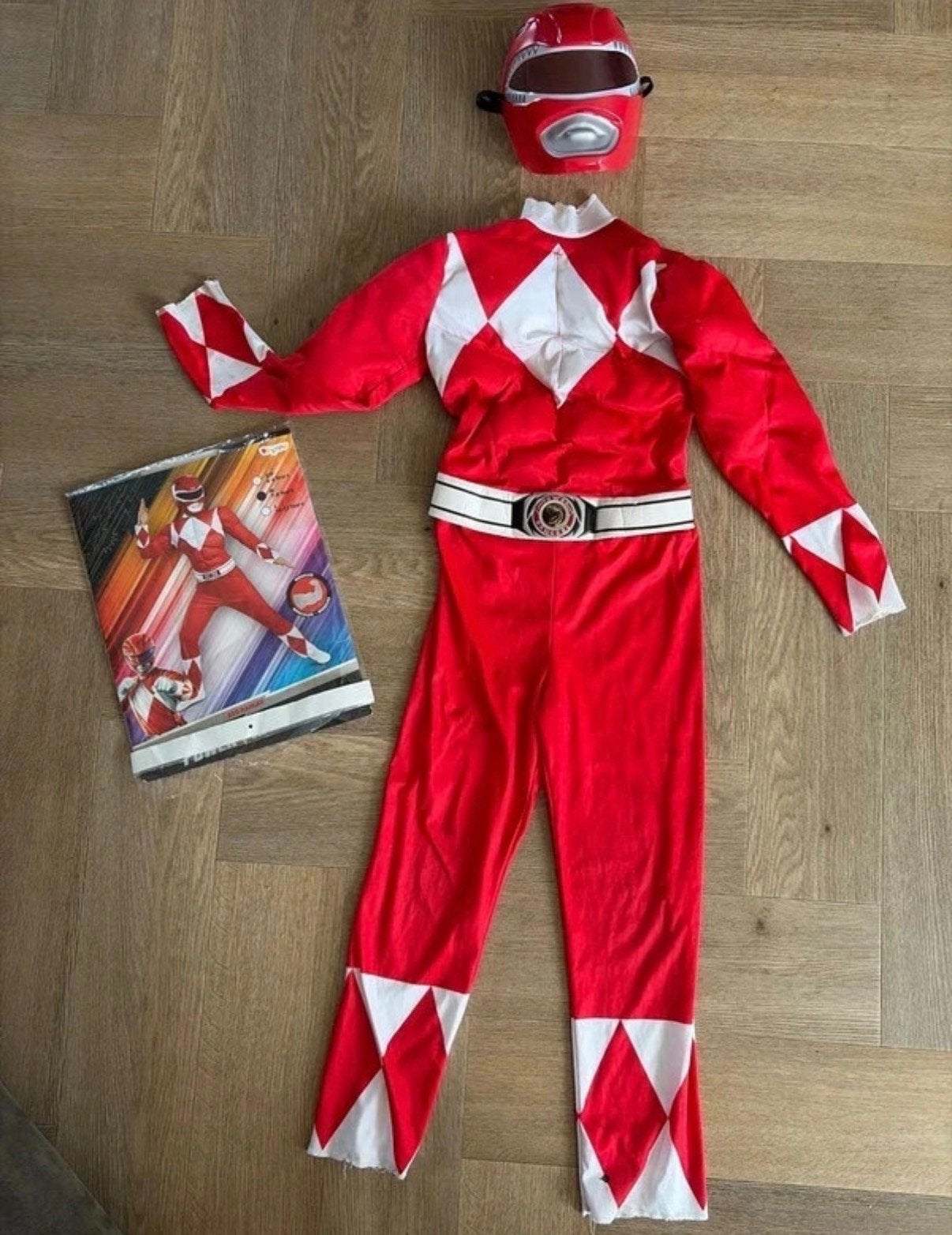 Rood Power Rangers pak met masker - Maat 7/8 jaar, Ophalen of Verzenden, Gebruikt, 122 t/m 128, Jongen of Meisje