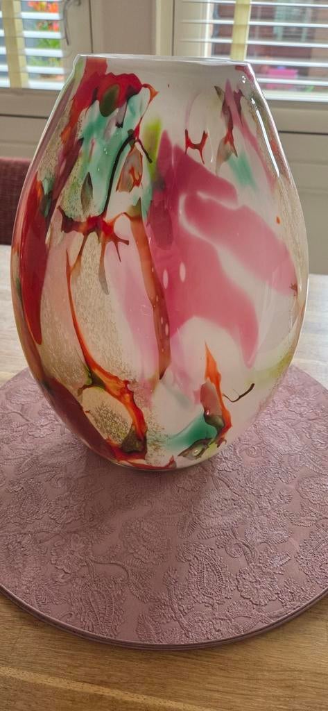 Fidrio Grote glazen vaas - Kleurrijk design, Ophalen of Verzenden, Zo goed als nieuw, Overige kleuren, Glas