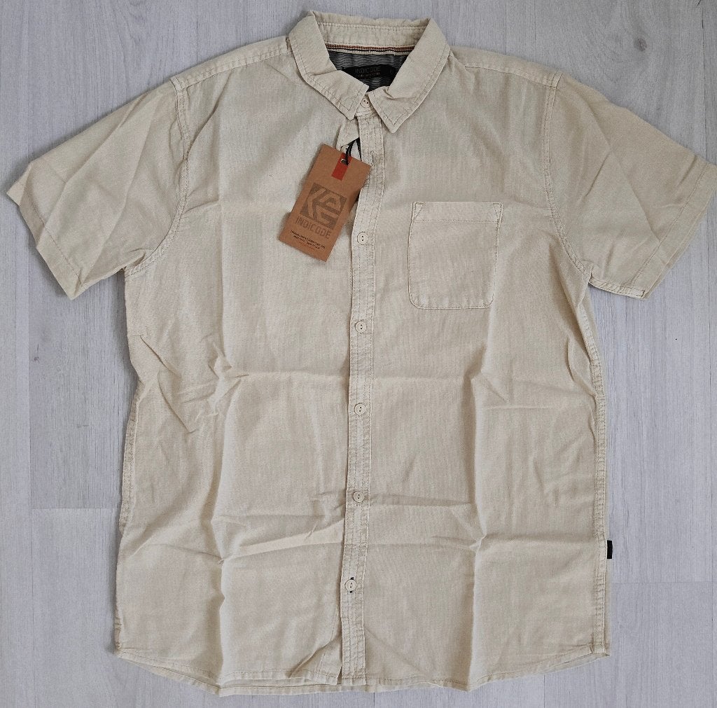INDICODE Inrenato Linnen Overhemden Beige/ Lichtblauw Nieuw!, Beige, Indicode, Nieuw, Ophalen of Verzenden