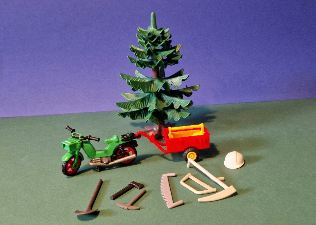 3743 Playmobil brommer met aanhanger voor bosbeheerder, Gebruikt, Complete set, Overige typen, Ophalen of Verzenden