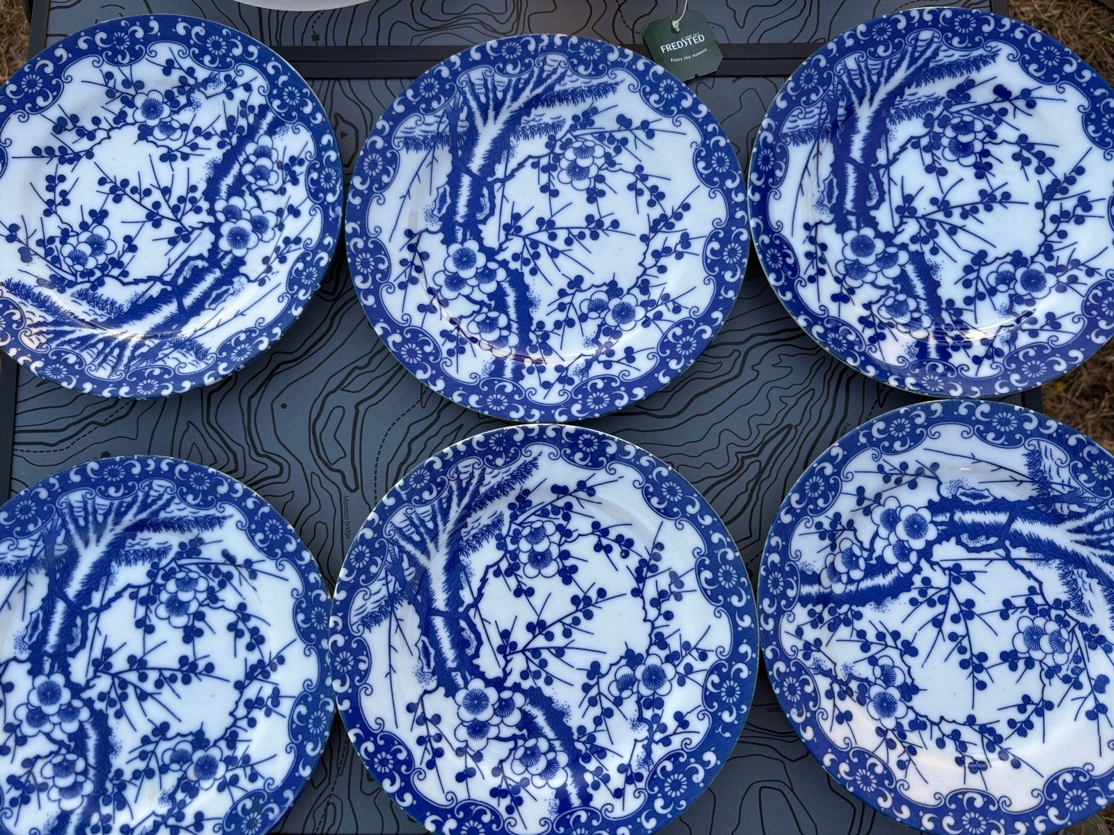 6 Vintage Japanse Blauw-Witte Bordjes - 15cm, Ophalen of Verzenden