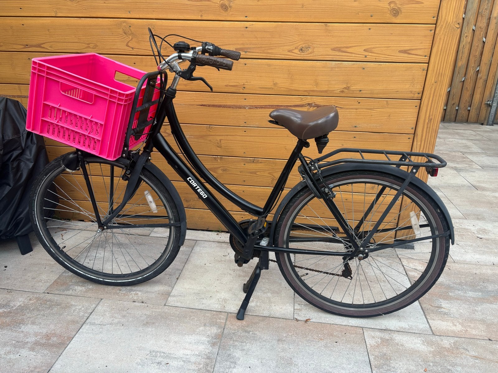 Cortego Damesfiets met Roze Krat - Gebruikt, Fietsen en Brommers, Fietsen | Dames | Damesfietsen, Gebruikt, Velgrem, Versnellingen