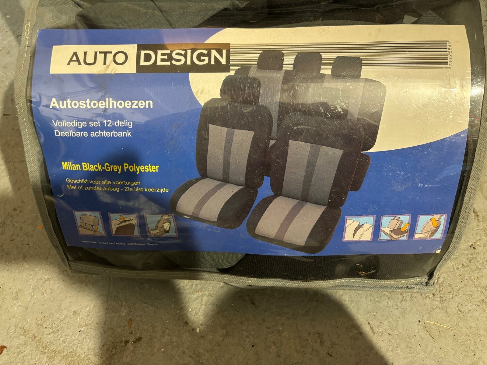 Auto Design Autostoelhoezen Milan Zwart-Grijs Polyester, Auto diversen, Ophalen, Nieuw