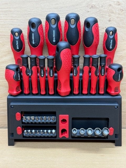 Schroevendraaier- bitsset in metalen rek 39 dlg., Eddiys, Espel, Nieuw, Info@eddiys.eu