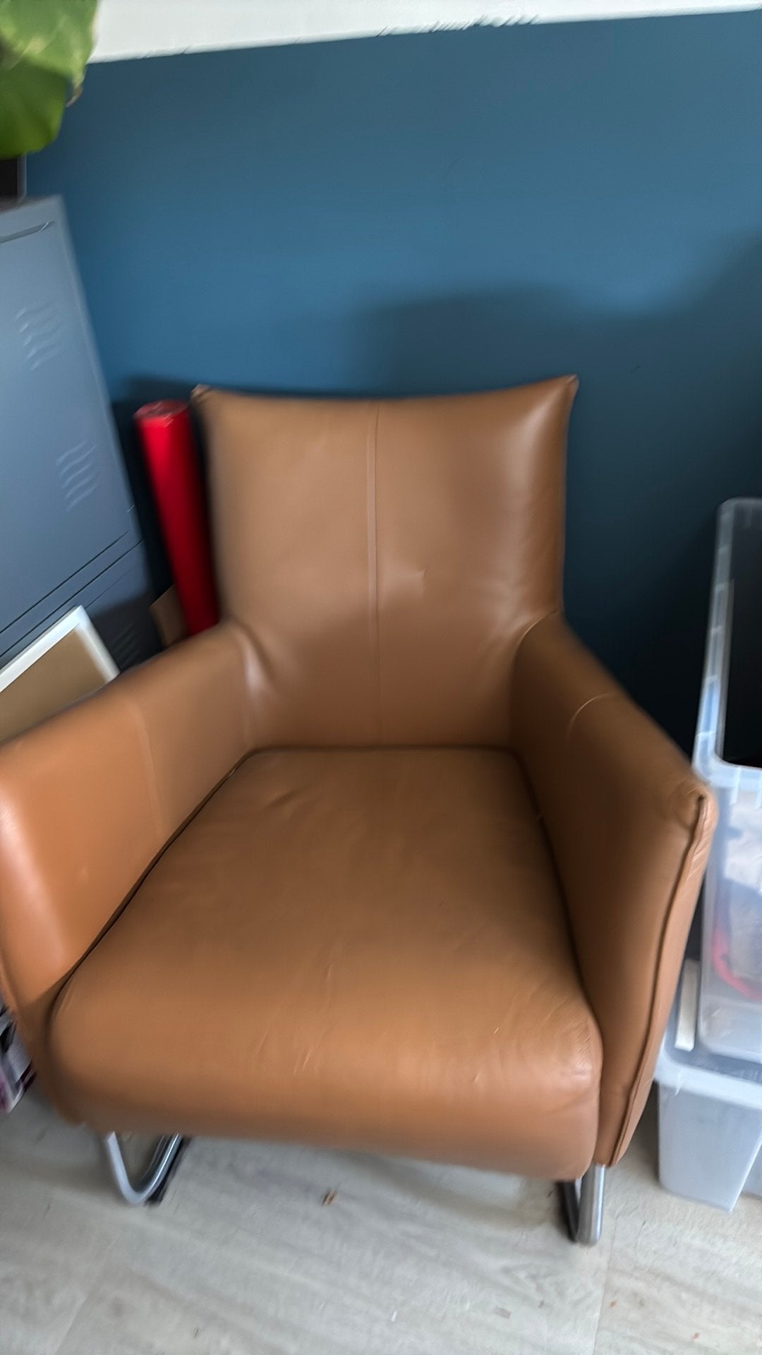 Lederen fauteuil, Huis en Inrichting, Ophalen, Gebruikt, 50 tot 75 cm, Leer
