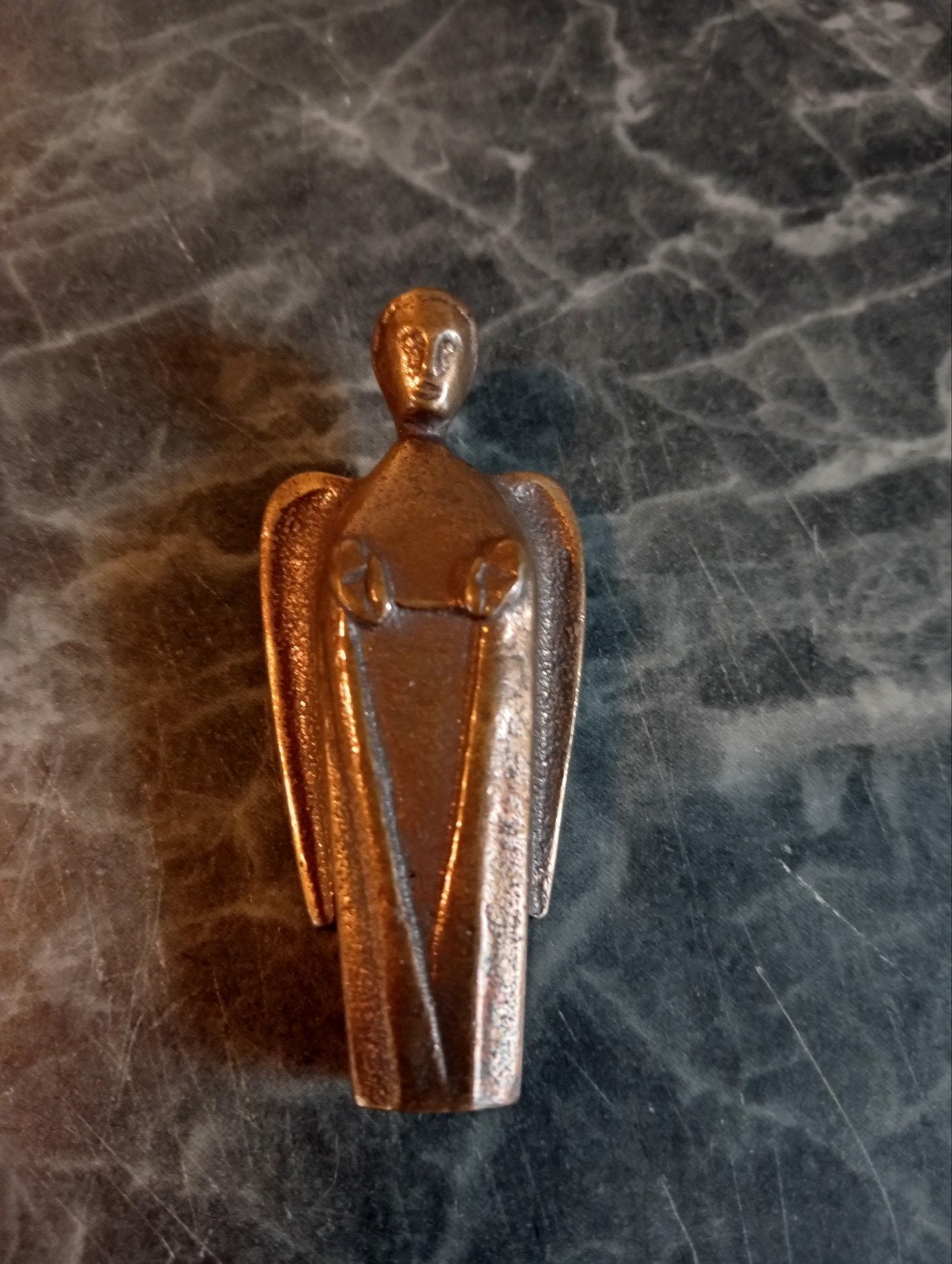 Bronzen engelbeeld beschermengelfiguur, Christoph Fischbach, Ophalen