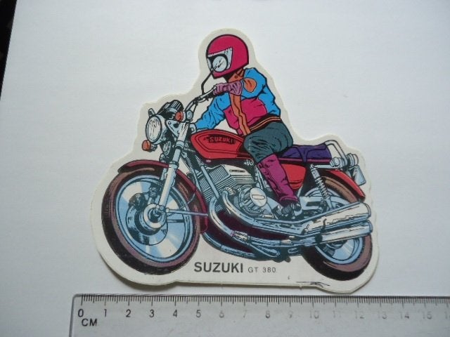 sticker oud Motorfiets Suzuki strip gt 380 kermis retro, Verzenden, Zo goed als nieuw, Bedrijf of Vereniging