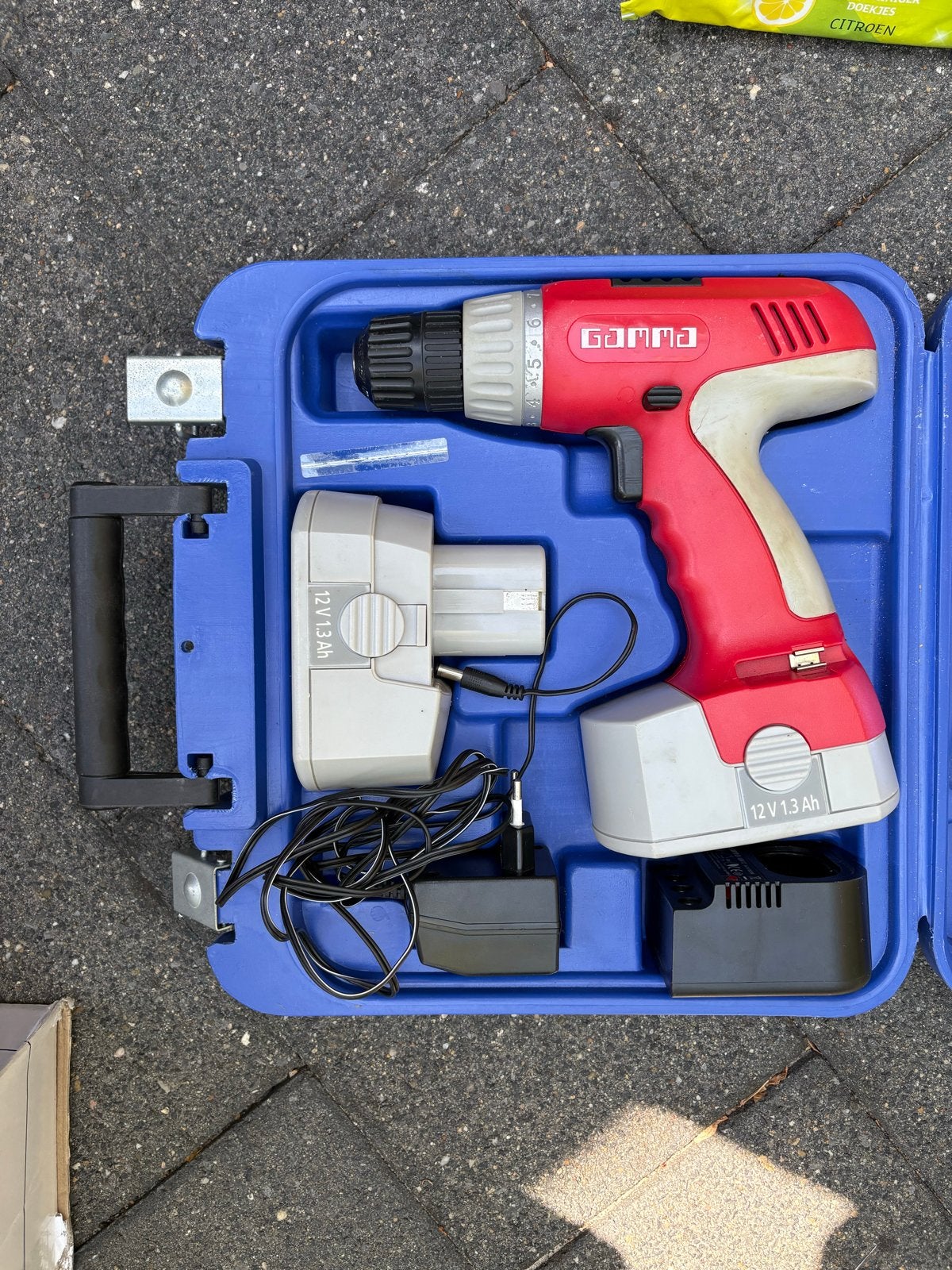 Gamma Accu-schroef/boormachine 12V 1.3Ah in koffer, Doe-het-zelf en Verbouw, Gereedschap | Boormachines, Ophalen, Gebruikt, Minder dan 400 watt