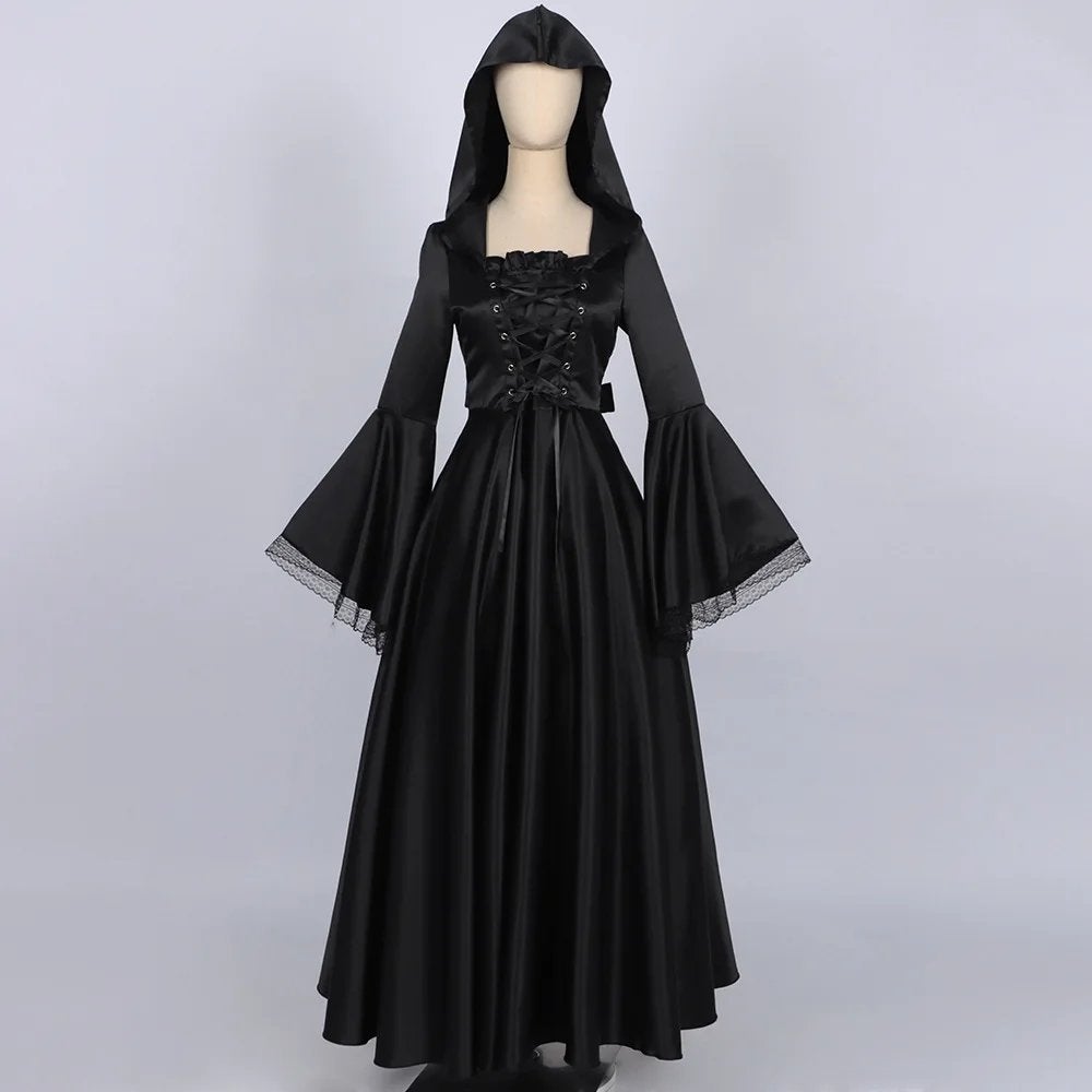 Lange zwarte gothic jurk (renaissance victoriaanse), Verzenden, Nieuw, Pak of Jurk