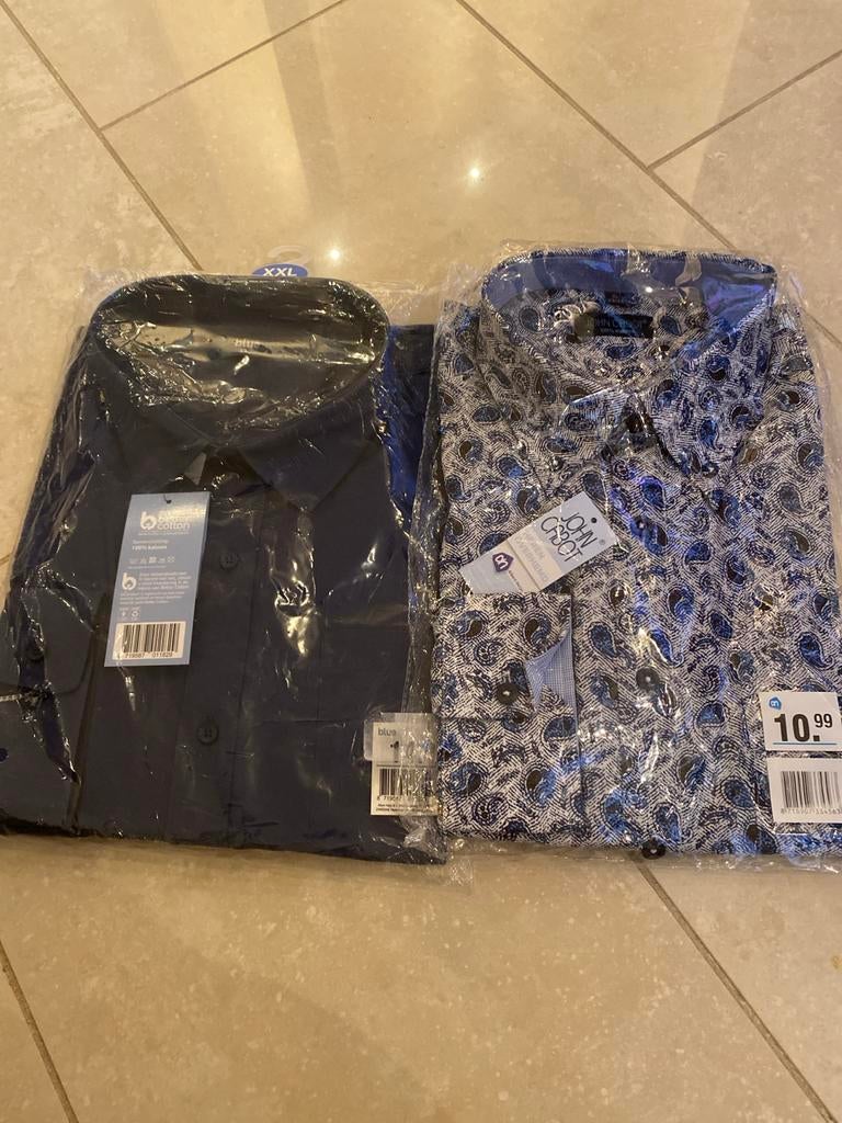 2 Nieuwe Herenoverhemden - Blauw & Paisley Print, Ophalen of Verzenden, Nieuw, Blauw, Overige halswijdtes