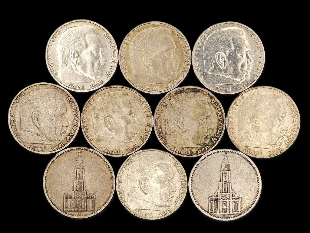 10x 5 Reichsmark Duitsland Derde Rijk, Ophalen of Verzenden, Duitsland, Setje, Zilver