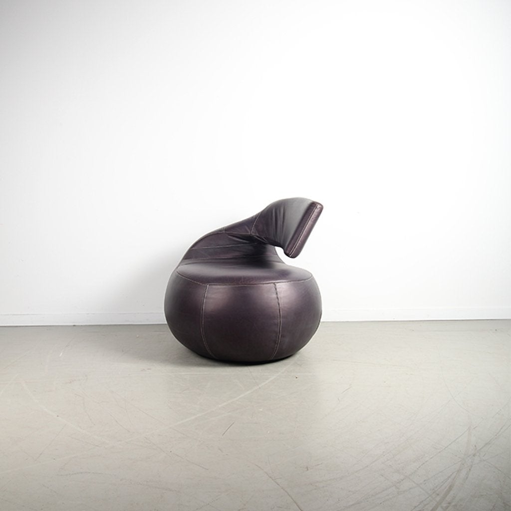 2x Leolux Gisa Fauteuil Draaibaar Aubergine – Leer, Niet ingevuld, Niet ingevuld, Ophalen of Verzenden, Zo goed als nieuw
