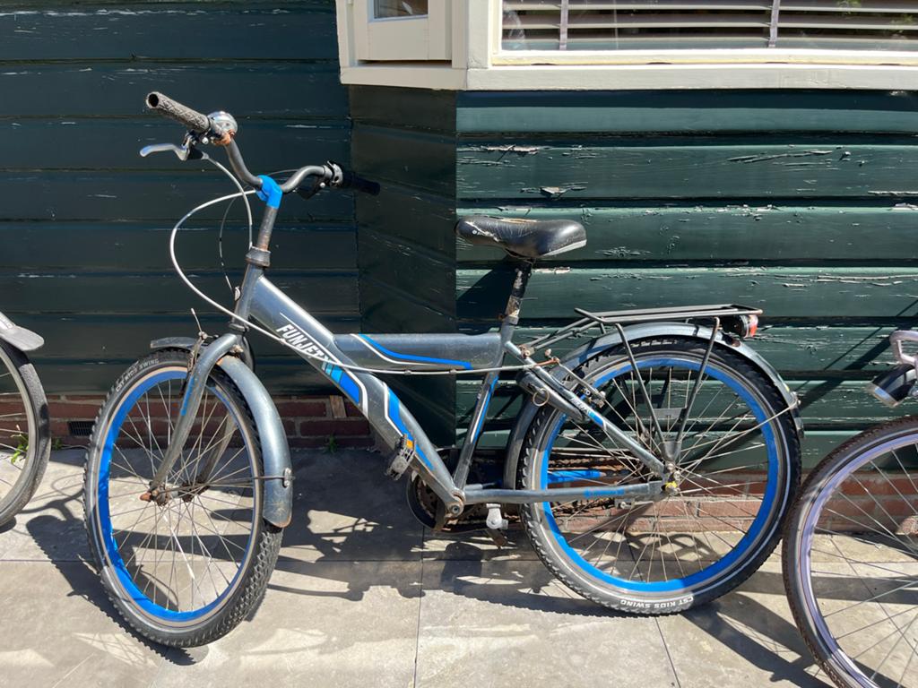 Gebruikte Funjet Fiets met Blauwe Velgen 24 inch, Gebruikt, Velgrem, 53 tot 57 cm, Ophalen
