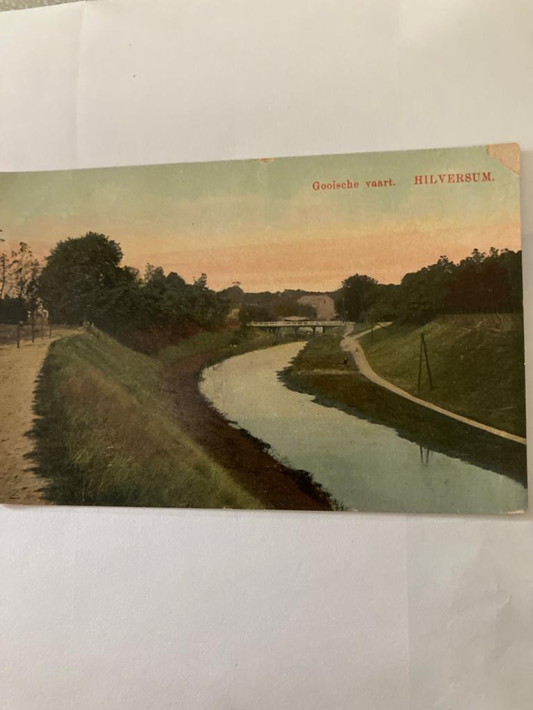 Oude Ansichtkaart Gooische Vaart, Hilversum (1915), Verzamelen, Ansichtkaarten | Nederland, Ophalen of Verzenden, Voor 1920, Gelopen