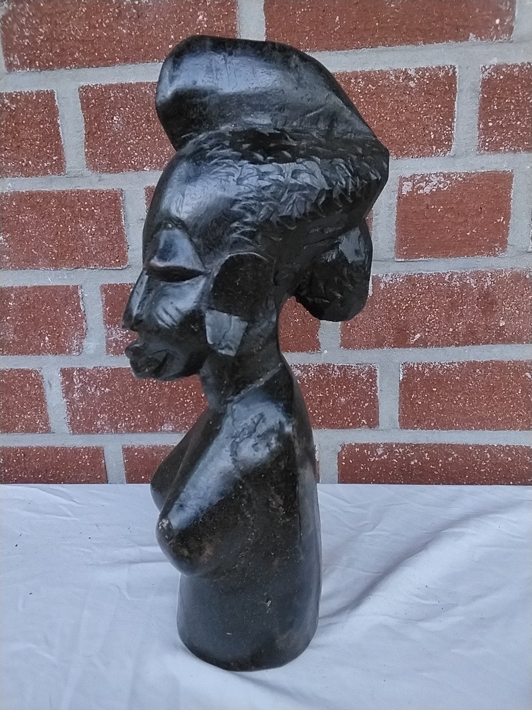 Vintage Afrikaans Houten Buste Beeld - Vrouwenfiguur, Ophalen of Verzenden