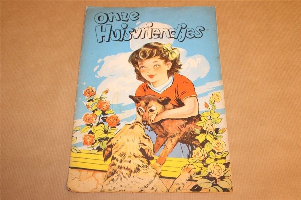 Onze Huisvriendjes — Vintage Prenten Dierenboek ca. 1955, Ophalen of Verzenden, Gelezen
