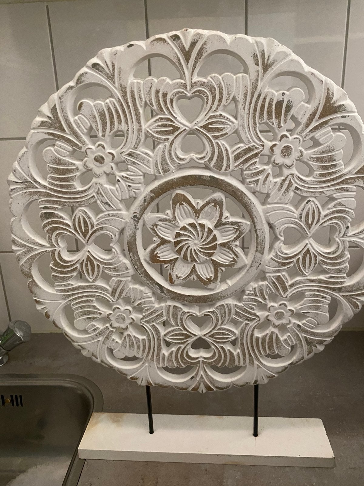 Mandala Wanddecoratie, Ophalen, Zo goed als nieuw, Wit, Hout