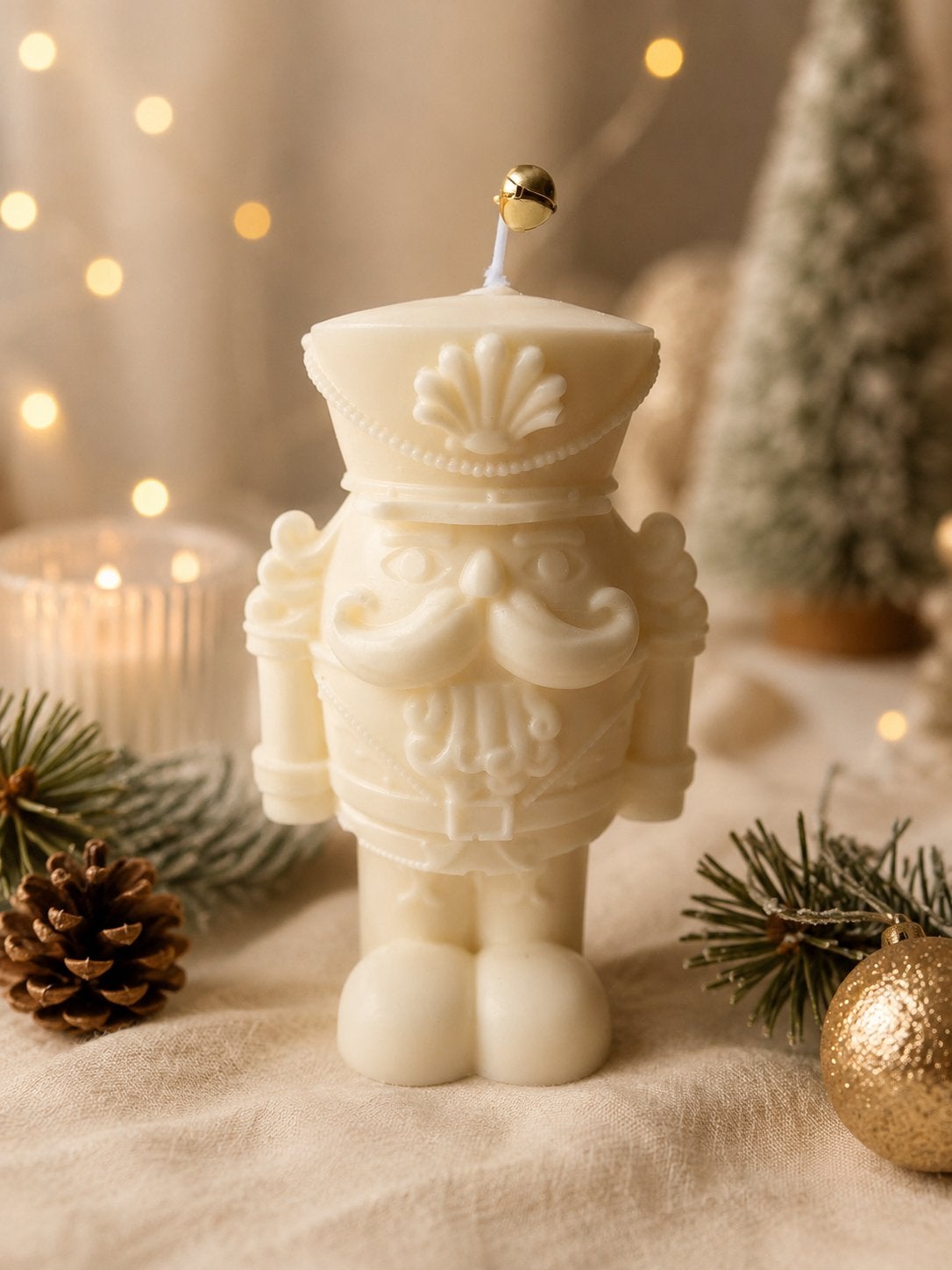 Kerst Notenkraker Kaars - Crème Wit, Overige materialen, Nieuw, Ophalen of Verzenden, Klassiek