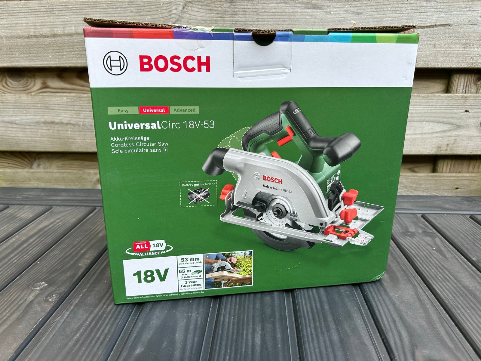 Bosch UniversalCirc 18V-53 Accu Cirkelzaag met Accu, Cirkelzaag, Nieuw, Ophalen of Verzenden, 30 tot 70 mm