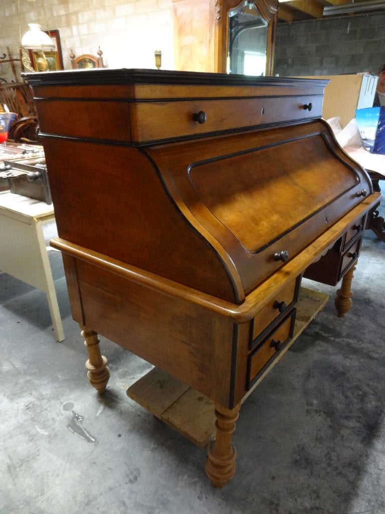 Fraai groot antiek rolbureau mahonie, Antiek en Kunst, Antiek | Meubels | Kasten, Ophalen