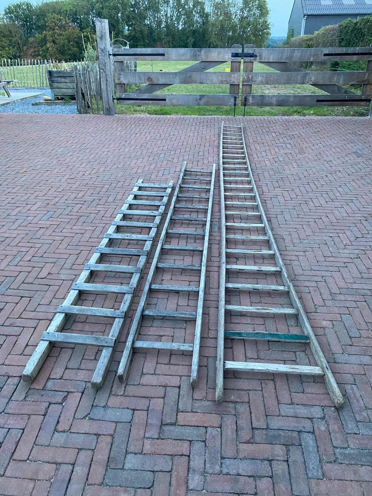3 houten ladders, Ophalen, Gebruikt, Ladder, 2 tot 4 meter