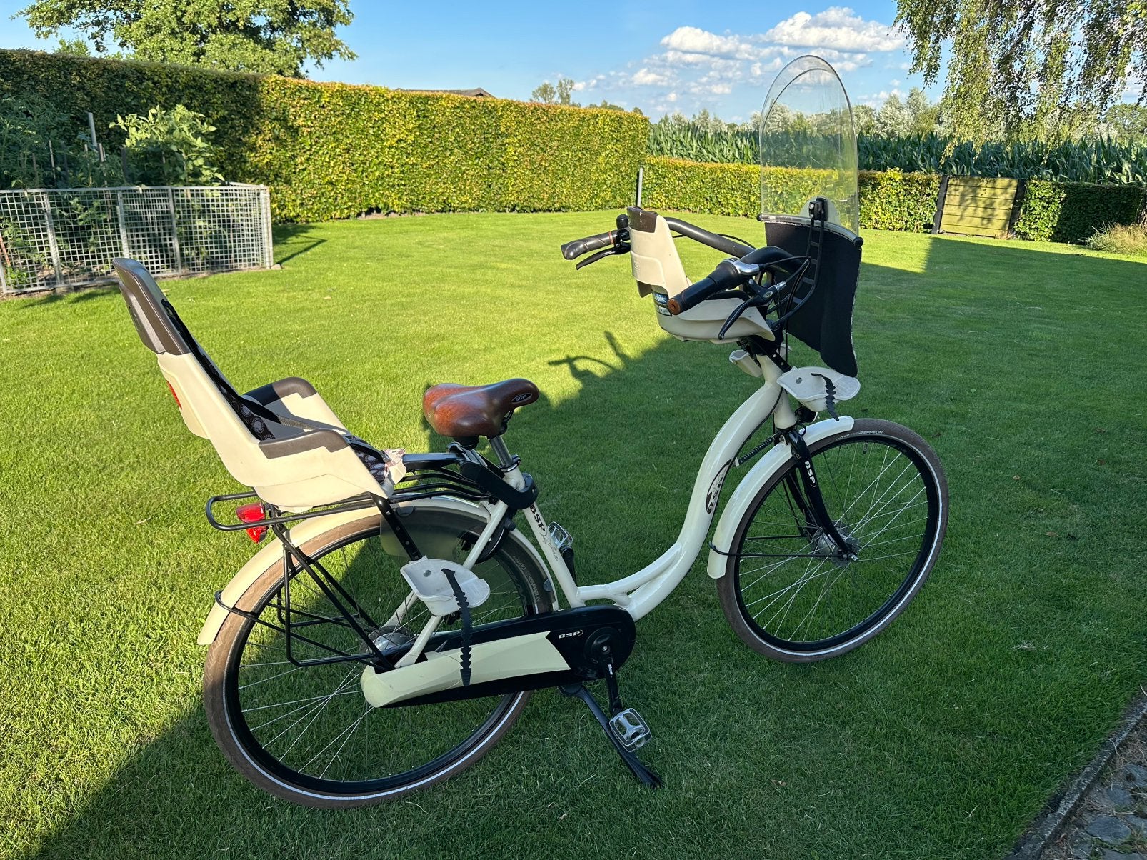 Moederfiets. Zgan., 2 zitjes, Windscherm, Zo goed als nieuw, Ophalen